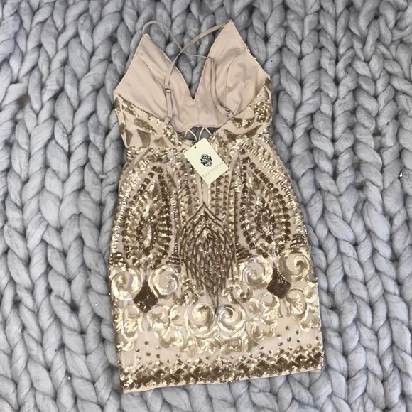 Morning Mist golden sequins dress US Sz 2 - Picture 6 of 8